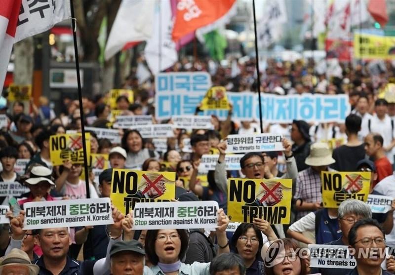 تظاهرات در کره جنوبی در اعتراض به سفر ترامپ
